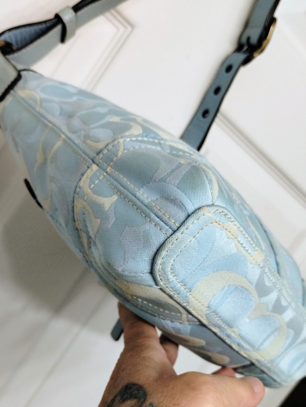 Coach Optic C Vintage Y2K Jacquard And Leather Crossbody Bag Blue - Picture 8 of 12